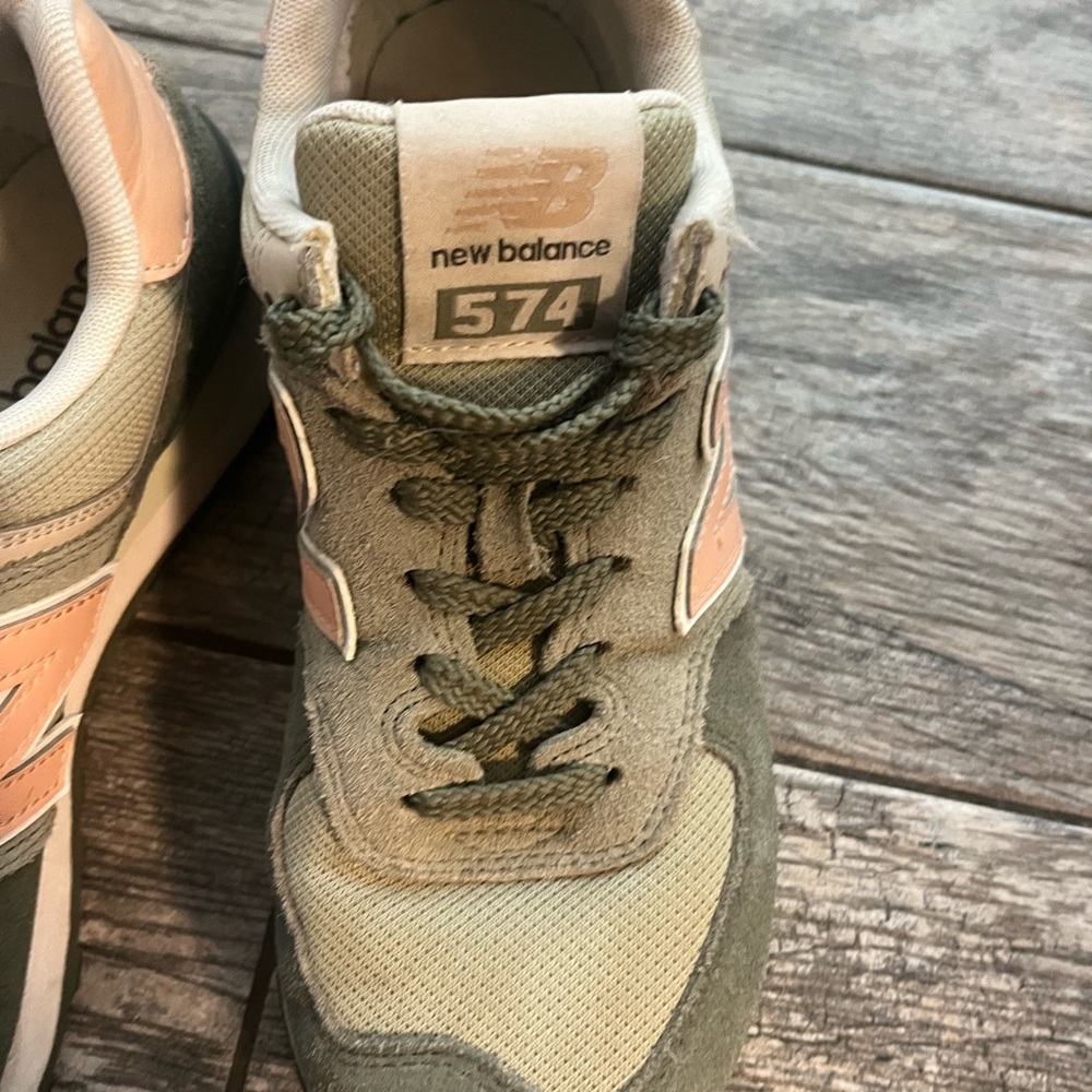 New Balance Women's Olive and Peach Sneakers - Picture 4 of 4